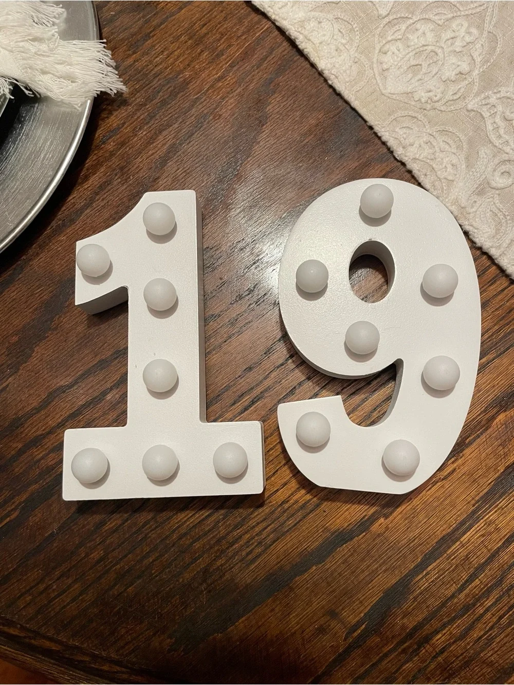 Decorative Light-Up Number '19' - White